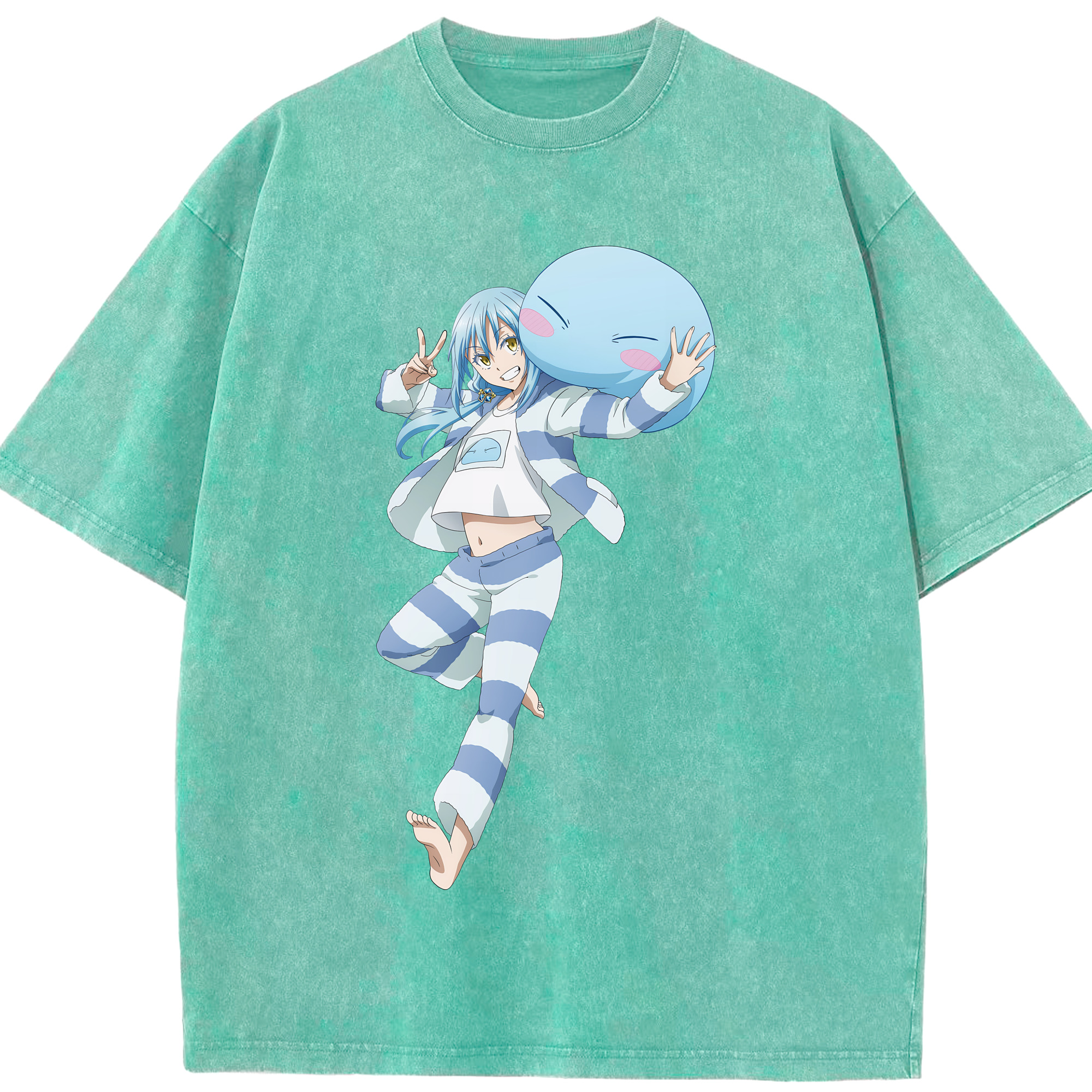 （画像用） 転スラ Regarding Reincarnated to Slime 綿100% ヴィンテージ風 半袖Tシャツ（フロントプリント）